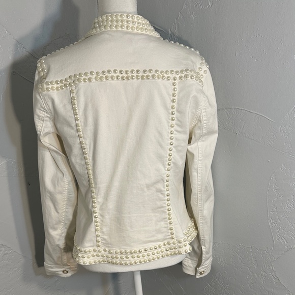 V Cristina Ivory Pearl-Studded Jean Jacket - Picture 5 of 14